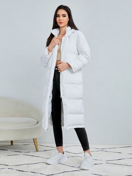 

pocket side puffer hooded coat n2jb#, Black