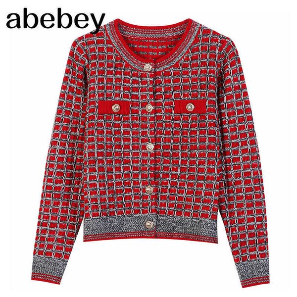 

korean style plaid sweater women cardigans long sleeve winter outwear button design single-breasted knitwear ladies streetwear 210715, White;black
