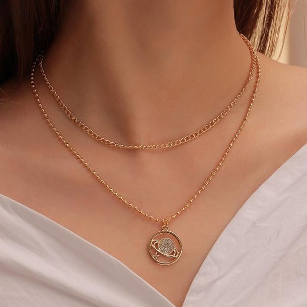 

pendant necklaces hahagirl 2021 fashion choker necklace planet for women gifts collares collier ketting jewelry party, Silver