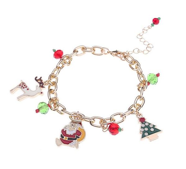 

new santa claus bracelet alloy dripping christmas tree elk bracelet gift christmas ornaments gc614, Golden;silver