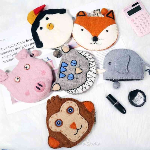 

wool felt zero wallet cute furry animal shape coin bag holding bao sen girl
