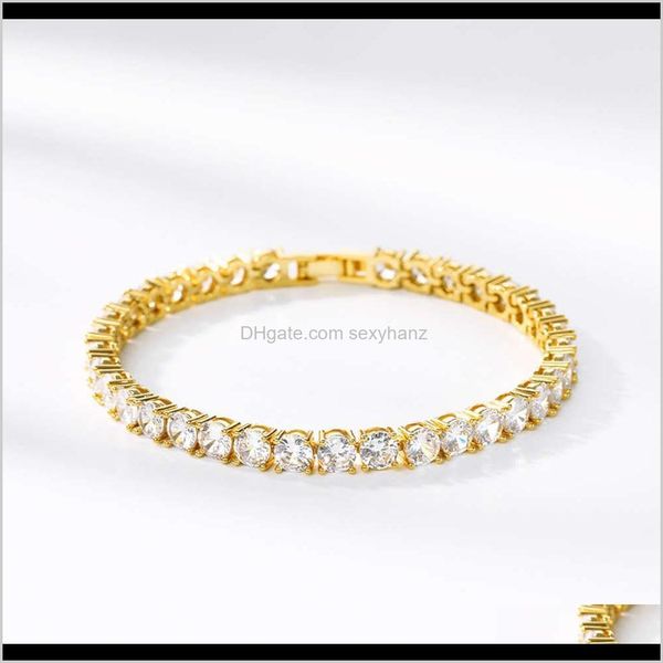 

link, chain bracelets jewelry drop delivery 2021 link ice out bff mens hockey tennis hip hop accessories copper box buckle cz bracelet 18cm, Black