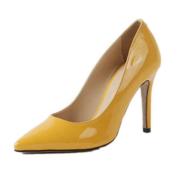 

high-heeled women's fine heel paint leather single-shoe ol professional work shoes dress, Black