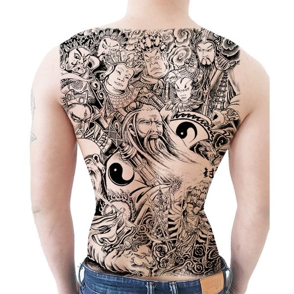 

seal list jiang ziya erlang god zhao yun nezha full back tattoo paste waterproof lasting male and female simulation