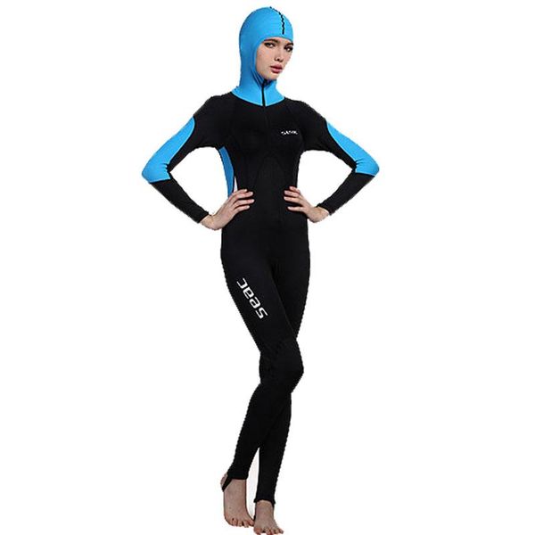 

one-piece suits women's swimwear long sleeve trousers wetsuit full body surf snorkeling swimsuit wet suit front zipper