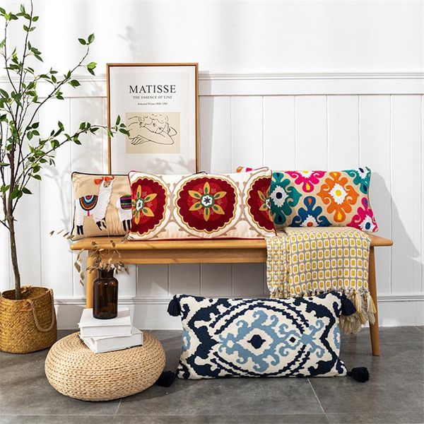 

cushion/decorative pillow bohemia throw case decorative cotton tufted cushion cover tassel embroidery pillows sofa bed household farmhouse