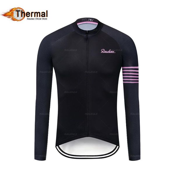 

racing jackets raudax winter men's team long sleeve warm fleece thermal jersey bike coats ropa ciclismo offroad coat cycling clothing, Black;red