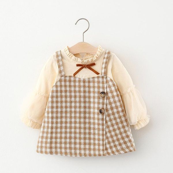 

girl's dresses 2021 autumn baby girls plaid dress wholesale, Red;yellow