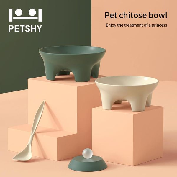 

petshy 3pcs/ pet set water bowl for dogs and cats anti-skid supplies with protection cervical transparent cat bowls & feeders