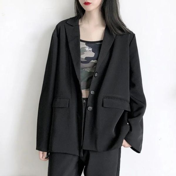 

women's suits & blazers women ladies small suit coat one-piece jacket student female retro british style black, White;black