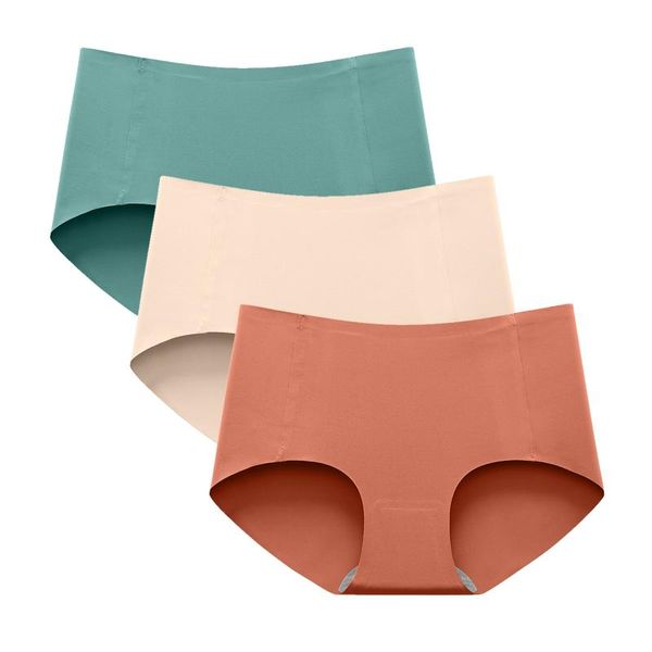 

women's panties 3pcs/lot panty non-trace ice silk mid-rise ladies breathable midwaist underwear for young girl pure color intimates, Black;pink