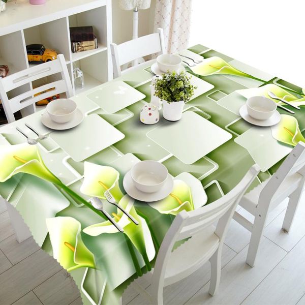 

table cloth fashion polyester rectangular tablecloth green horn morning glory flowers pattern dustproof round for wedding party