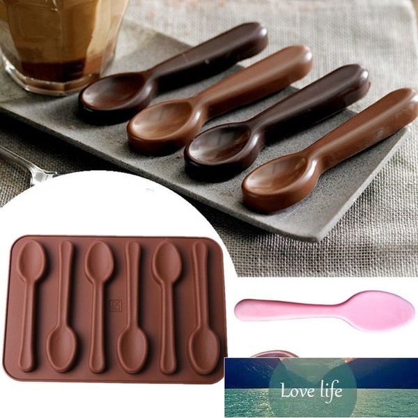 Strumenti 1pcs 6 fori Forma di cucchiaio Stampo per cioccolato Gelatina di ghiaccio Torta in silicone Decorazioni per feste Bigné fatto in casa Candy Bar Cottura