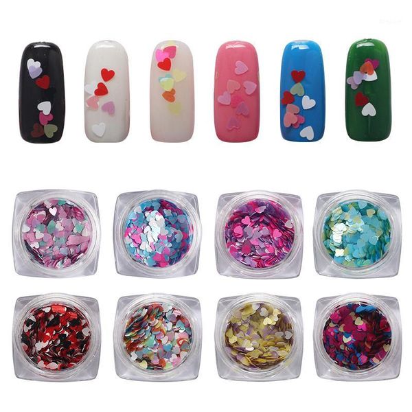 

1box 12 color shiny glitter love heart sequins nail art decoration manicure diy decoraction1, Silver;gold