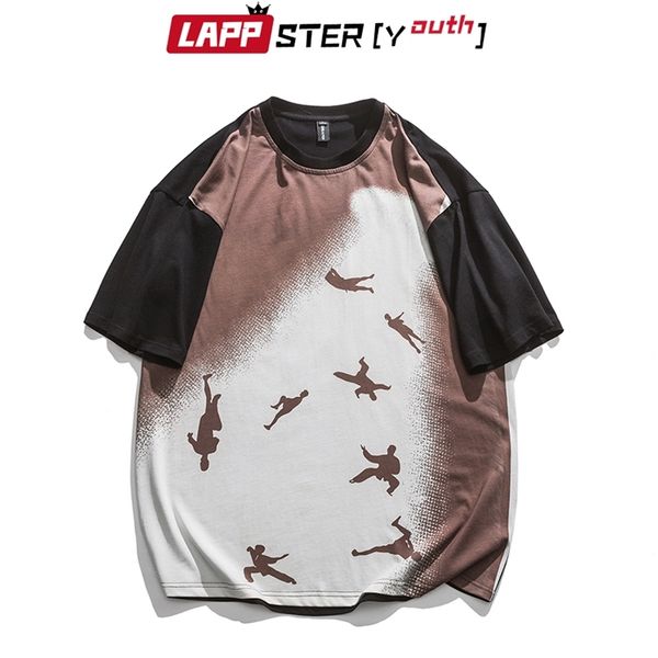 

men vintage ie dye patchwork shirts summer mens oversized printed streetwear shirt casual graphic ees 210420, White;black