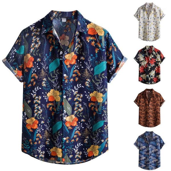 

men's casual shirts summer colorful hawaiian shirt men fashion trend short sleeve beach print clothing single-breasted lapel ropa hombr, White;black
