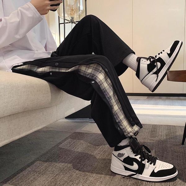 

men's pants 2021 sports wide leg loose straight harajuku fashion casual long, Black