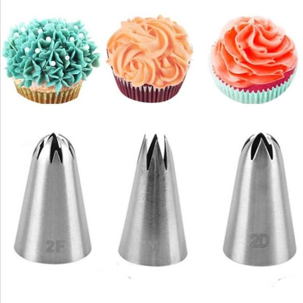 

baking & pastry tools #1m#2d#2f cake tips set cream decoration icing piping nozzles cupcake decorating tool bakeware metal