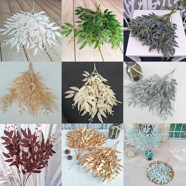 

55cm 5 fork 3 color bundle willow for wedding decoration fake flowers home decor diy wreath gift box scrapbooking decorative & wreaths