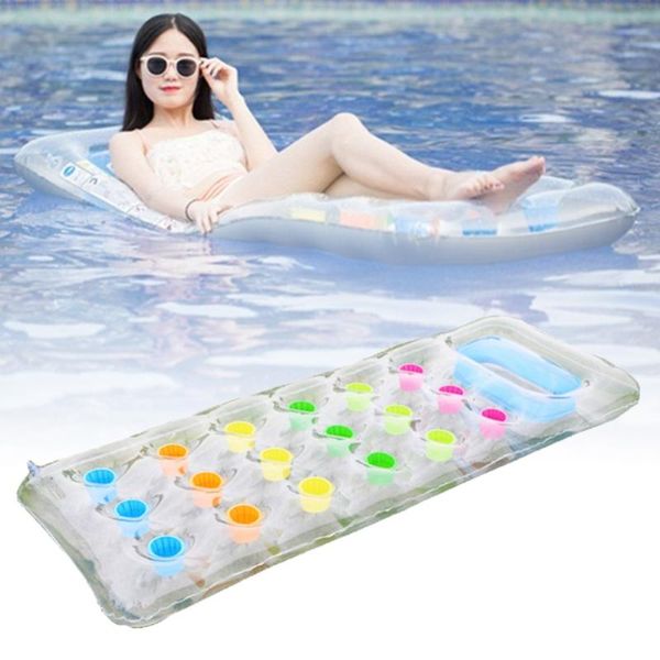 

pool & accessories pvc inflatable mat floating water bed 18 holes air couch cushion for float raft swimming beach toy #280730