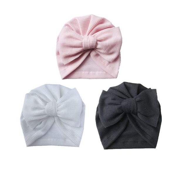 

caps & hats baby beanie cap breathable knitted for children born big bows lovely waffle kids winter warm headwear, Yellow
