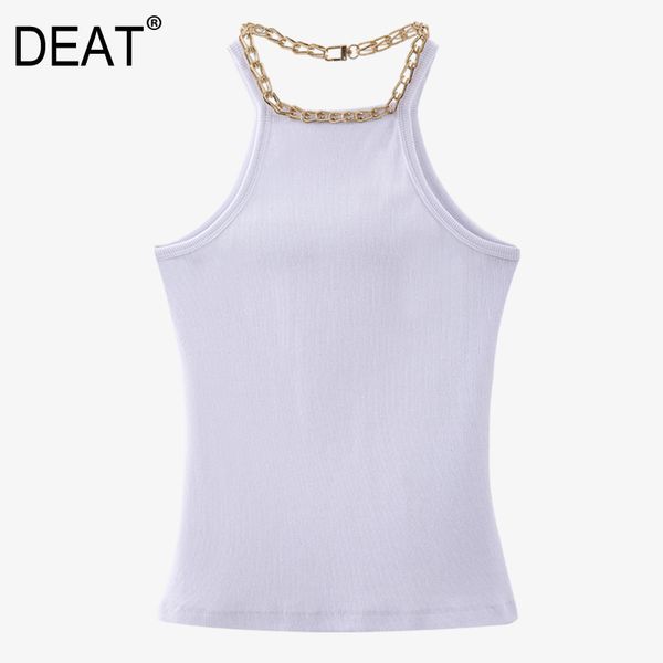 

solid color high waist metal chain decoration neckline suspender halter vest y2k summer clothes for women gx640 210421, White