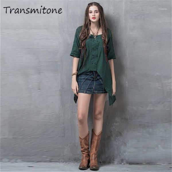 

women's blouses & shirts spring shirt women 2021 vintage cotton polyester casual blouse square collar floral embroidery asymmetrical bl, White