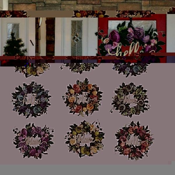 

16.5inch wreaths farmhouse garland for front door,home decor window wall party wedding decorative flowers &