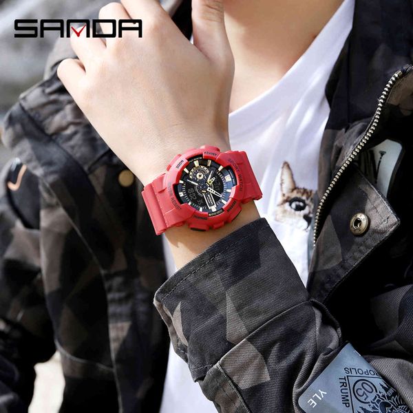 Sanda g choque militar masculino es esporte led digital à prova dwaterproof água casual moda relógio de quartzo masculino relogios masculino289k