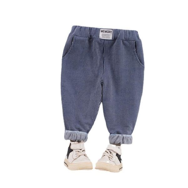 

trousers spring autumn kids solid striped elastic children school style cotton long pants for baby boys clothes, Blue