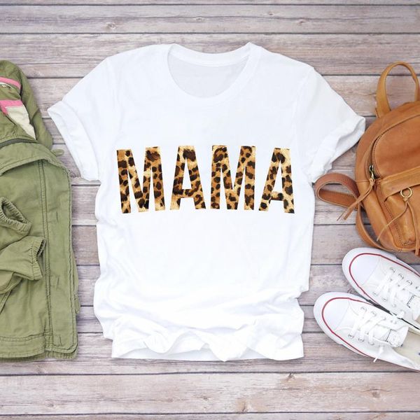 

women's t-shirt women 2021 letter mama momlife summer style leopard lady t-shirts t shirt ladies womens stylish tee, White