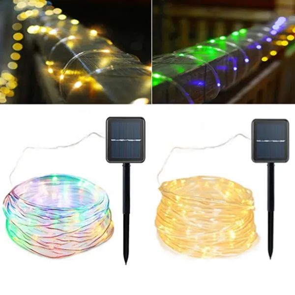 

solar powered 120leds 8modes waterproof fairy copper wire rope string light for christmas - warm white