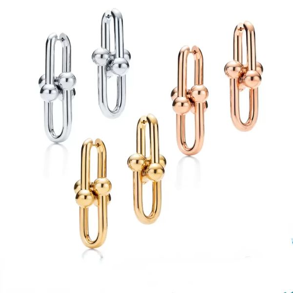 

tiff luxury brand designer u-shaped horseshoe stud earrings fashion personality ladies gift jewelry wholesale, Golden;silver