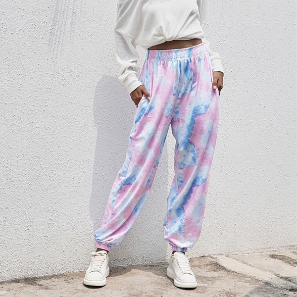 

cotton sweatpants oversized tie dye womens capris loose wide leg soft high waisted trousers joggers sports pants hip hop streetwear, Black;white