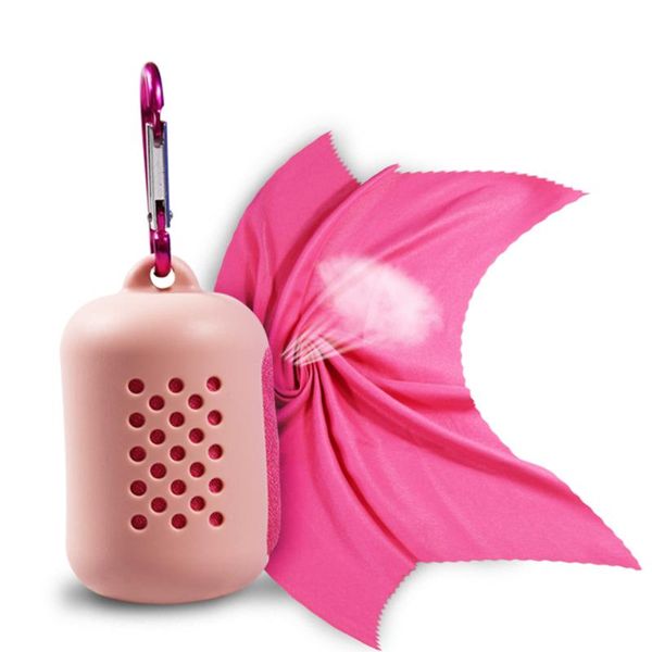 

cleaning cloths portable travel towel quick dry outdoor silicone case foldable mini compression running yoga sports feeling cool ice