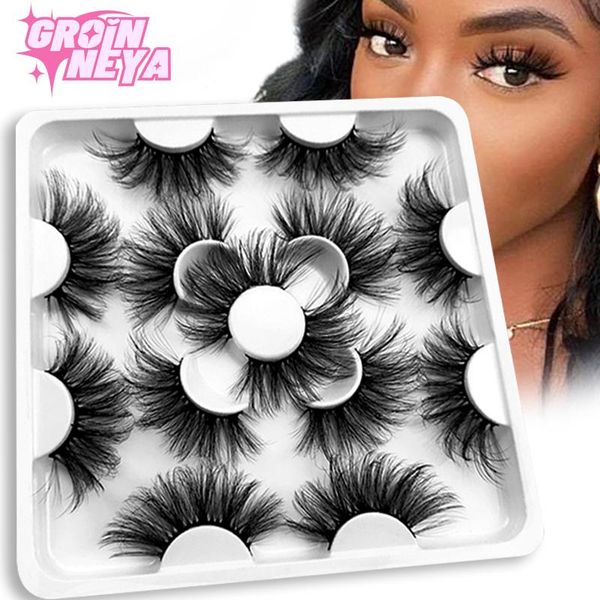 

false eyelashes 5/7/8 pairs 3d mink lashes 25mm fluffy soft wispy volume thick long cross eye reusable eyelash