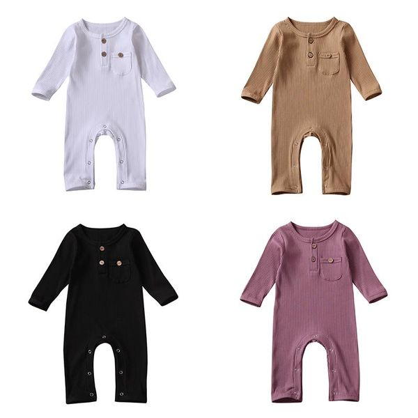 

jumpsuits baby boys girls rompers overalls outfit solid color long sleeve one piece romper autumn winter warm ribbed-knitted jumpsuit, Blue
