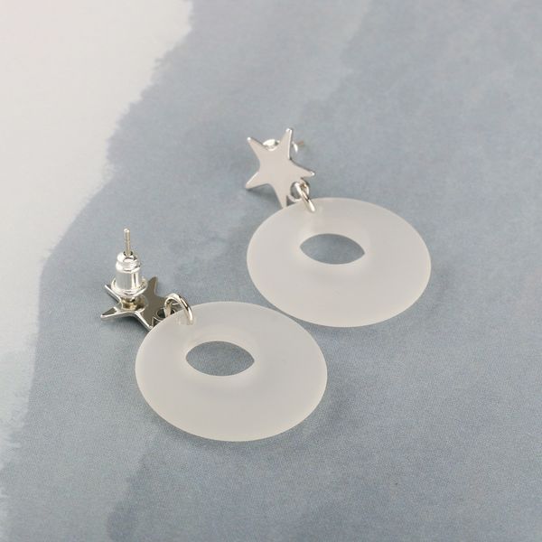 

2020 new star circle earrings european style earrings simple acrylic s925 silver pin earrings, Golden