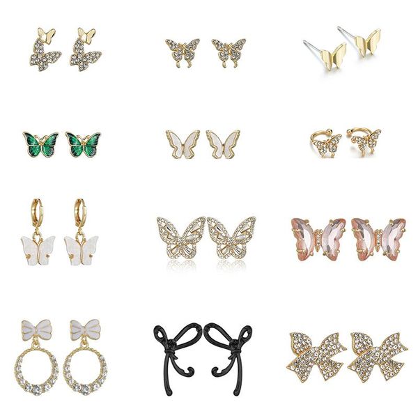 

earrings & necklace mestilo 12 pairs multicolor sizes vary butterfly animals standard cute classic fashion girl gifts, Silver