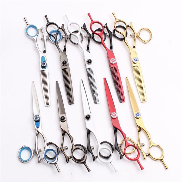 

hair scissors 2pcs c9019 6" japan 440c swivel handle barber shears cutting scisosrs thinning salon style tool diy clipper