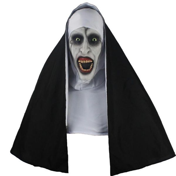 

party masks the nun horror mask cosplay valak scary latex with headscarf full face helmet halloween props