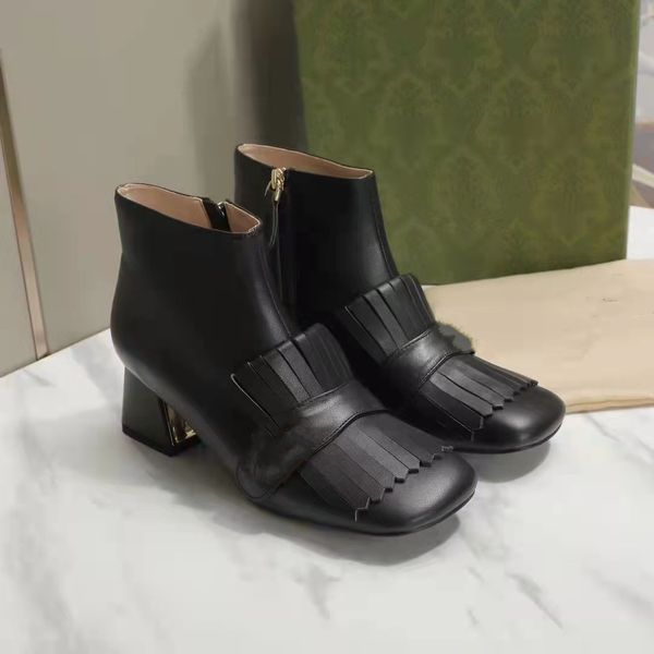 

2021 latest high-quality brand high-heeled women's boots luxury custom logo soft and comfortable all leather raw packaging 34-41, Black