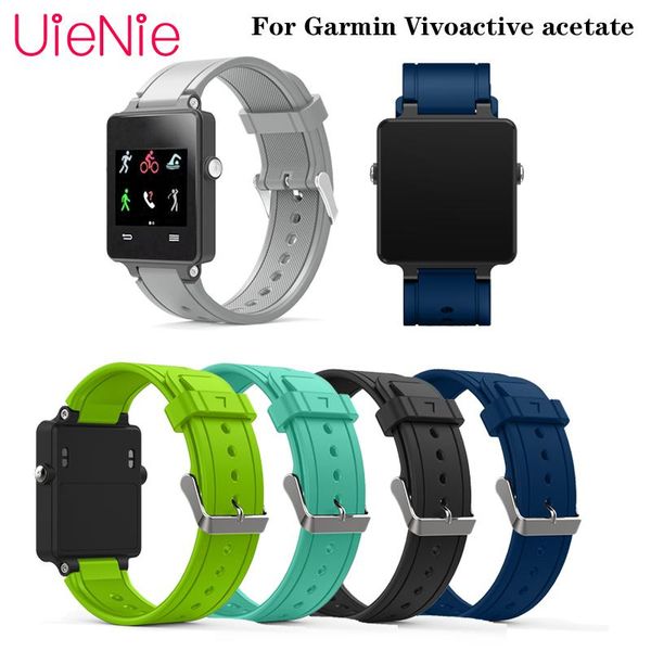 

watch bands for garmin vivoactive acetate silicone strap smart sports rubber pin buckle accessory, Black;brown