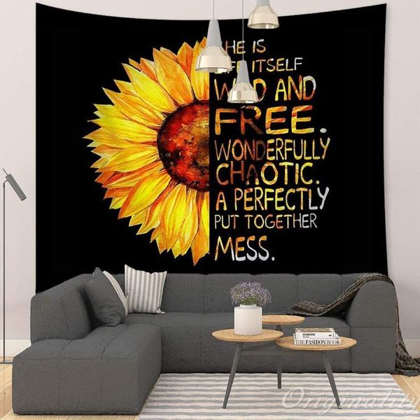 

tapestries sunflower tapestry black and yellow flower wall hanging for living room bedroom