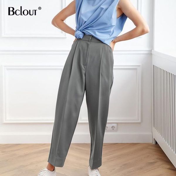 

bclout casual gray slim harem pants spring patchwork high waist long women fashion streetwear trousers zipper 2021 women's & capris, Black;white