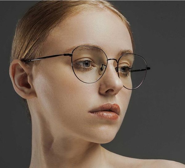 

sunglasses women vintage anti blue light glasses frame round lens myopia optical mirror simple metal anti-blue clear eyewear frames, White;black