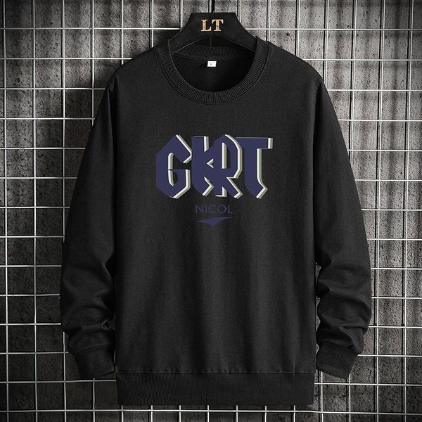 

men's hoodies & sweatshirts 2021 mens crewneck sweatshirt solid men autumn oversized japanese streetwear pullover hip hop hoodie, Black