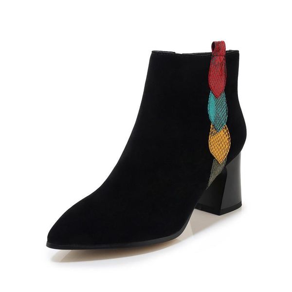 

boots asumer genuine leather ankle boots women pointed toe mixed colors dress party shoes autumn winter woman1 p0dy, Black