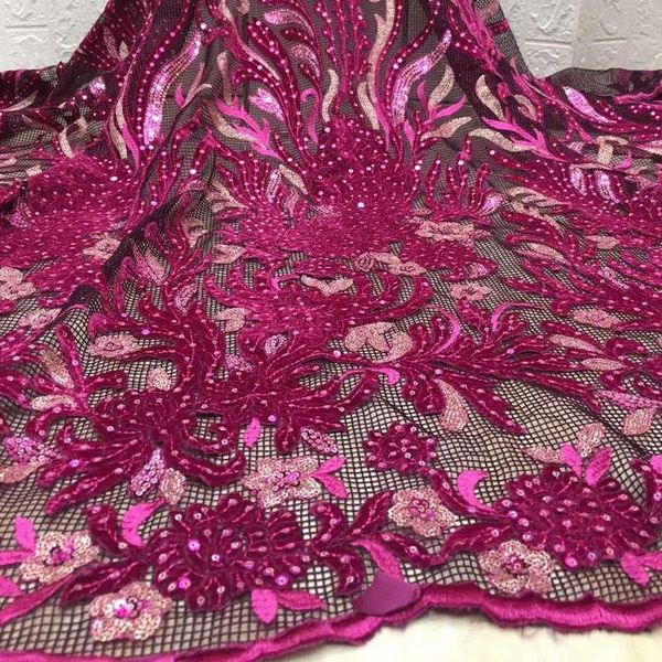 

ribbon latest 3d african lace fabric 2021 with sequins french tulle net nigerian fabrics for wedding dress fj09, Pink;blue