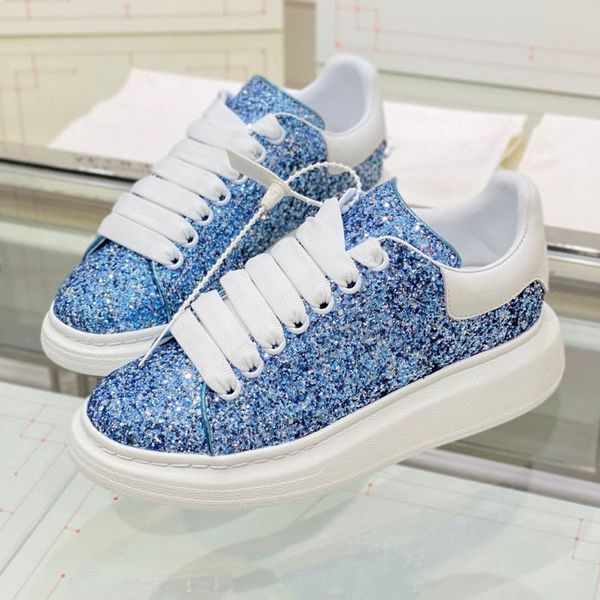 

designer broad lace-up shoes matte sequins luxury women spring low cut leather sneaker fashionable outdoor couples leisure shoe, Black